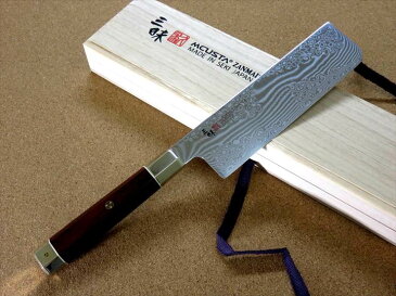 関の刃物 菜切り包丁 16.5cm (165mm) MCUSTA ZANMAI 三昧 アルティメット 荒波 VG-10 and VG-2 コアレス鋼 ステンレススチール 赤合板ハンドル 最高級 野菜全般を切る両刃包丁 キャベツの千切り 大根のかつらむきなど 国産日本製