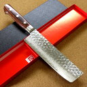 関の刃物 菜切り包丁 16cm (160mm) 富士觀 鎚目鍛造 ダマスカス VG-10 (V金10号 ステンレス) 口金付マホガニー合板ハンドル 家庭用の野菜全般を切る両刃包丁 キャベツの千切り 大根のかつらむきなど 国産日本製 その1