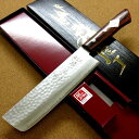 関の刃物 菜切り包丁 16.5cm (165mm) 富士觀 鎚目鍛造 本割込 3層鋼 V金1号 VG-1 ステンレススチール 家庭用の野菜全般を切る両刃包丁 キャベツの千切り 大根のかつらむきなど 国産日本製