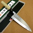 関の刃物 出刃包丁 18cm (180mm) 富士觀 炭素鋼 複合材 (白紙3号・軟鉄) 朴の木ハンドル 本水牛角口金 魚や鳥 スッポン等を解体 使用中に力を入れても刃先がしなったり曲がらずに使える刃が厚く重い片刃包丁 右利き用 国産日本製 その1