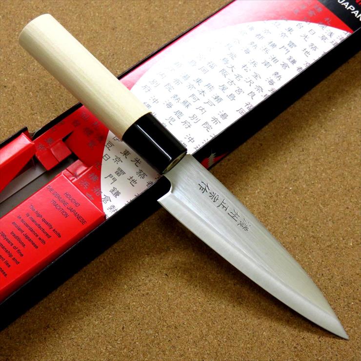 関の刃物 ペティナイフ 12cm (120mm) 濃州正宗作 ステンレス刃物鋼 白木ハンドル 果物包丁 野菜 果物の..