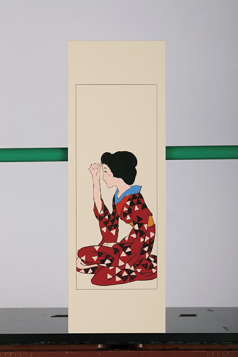 アイボリー 壁掛け漆芸パネル 夢二（化粧）　インテリア　和室　畳　玄関　日本風　和風　大正ロマン　美人画　文化の日