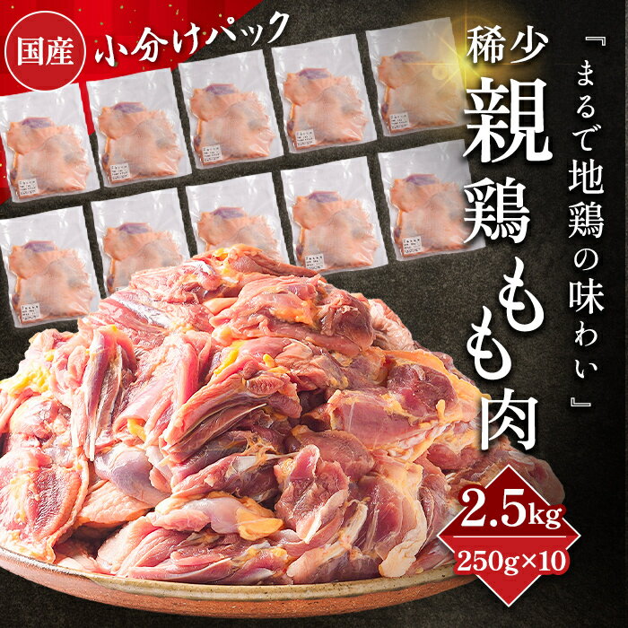 『まるで地鶏の味わい』親鶏 もも肉 2.5kg(250g×10パック) お試し 親鳥 国産 国産鶏 ひね鳥 かしわ 業..