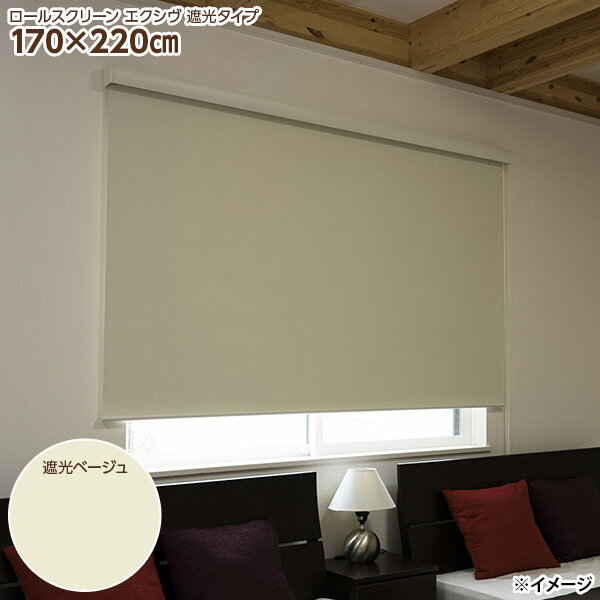 【直送】【日時指定不可】フルネス カバー付きロールスクリーン エクシヴ L3537 170×220cm 遮光ベージ..