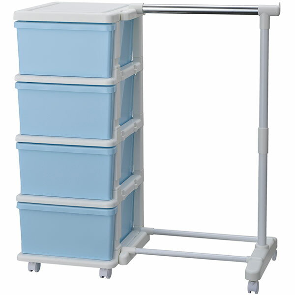 【直送】【日時指定不可】JEJ シーズユニット 4段チェスト ハンガー付 WHブルー 1020629【沖縄・離島配..