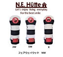 【人気商品!】エヌイーヒュッテ N.E.Hutte フェアウェイウッド ヘッドカバー ネイビーホワイト 帆布キャンバス ボーダー