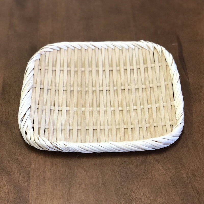 角盆ざる 18x16cm (即納) 竹製 / 盆ざる 角 角盆ザル 角ざる 竹ざる 水切りザル 角長 /