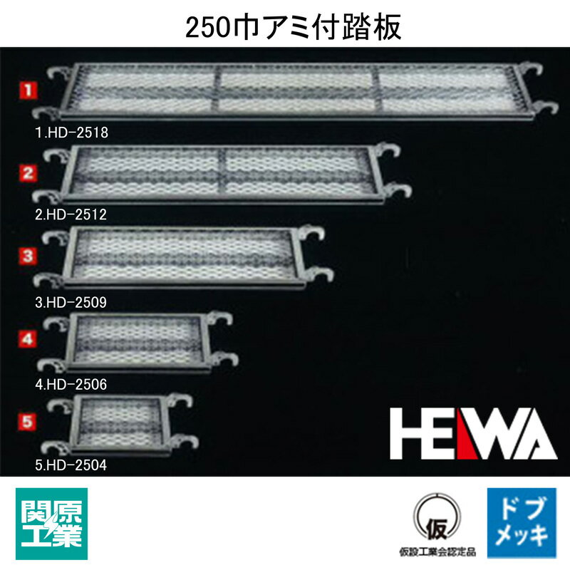 【足場・建築資材】ヘイワビルダー 250巾アミ付踏板【品番 1.HD-2518 /規格 250×1,800mm / 重量9.9kg】踏板　HD　250巾シリーズ