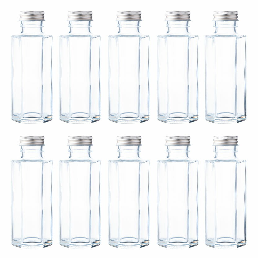 ハーバリウム 瓶 ガラス瓶　透明瓶 六角形 SSF-100A-10本セット- 114ml glass bottle ドレッシング　タレ　オイルなどで使える