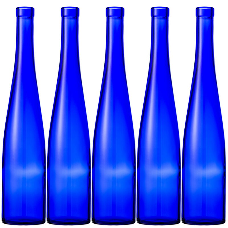 5本セット！お洒落なブルーボトル(375モーゼルCBT-5本セット-375ml) ワイン瓶 ガラス瓶 酒瓶 blue glass bottle