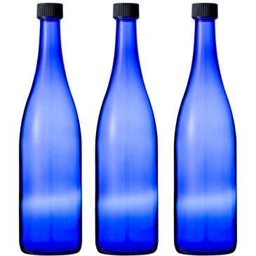 ブルーボトル 720ml(ロングS720CBT)-3本セット-ガラス瓶 酒瓶 ワイン瓶 wine bottle