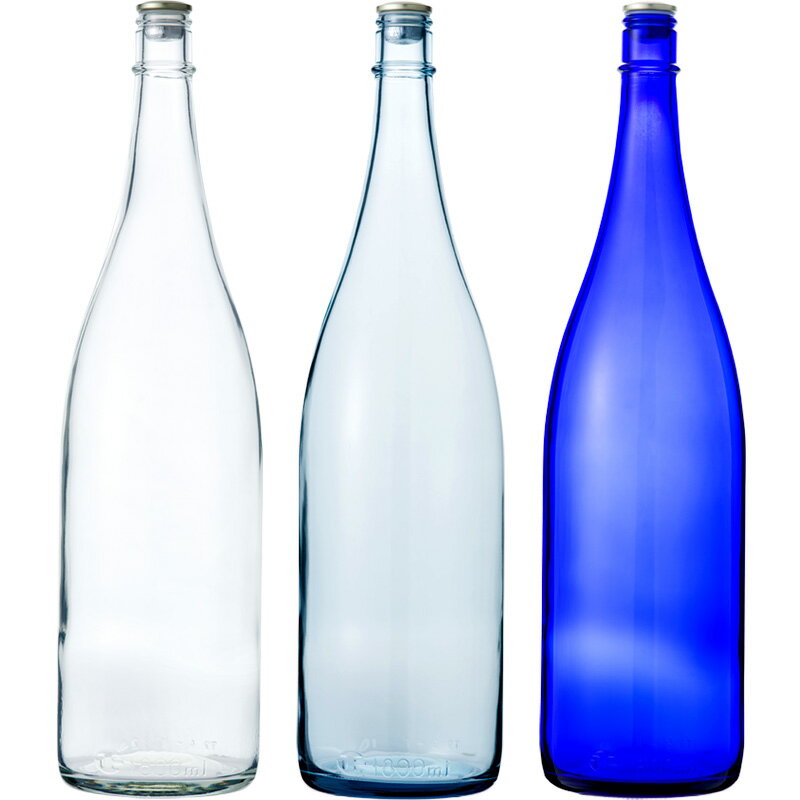 ガラス瓶 酒瓶 清酒1800-BLSET（一升瓶）ブルーセット 1800ml 3本組 sake bottle