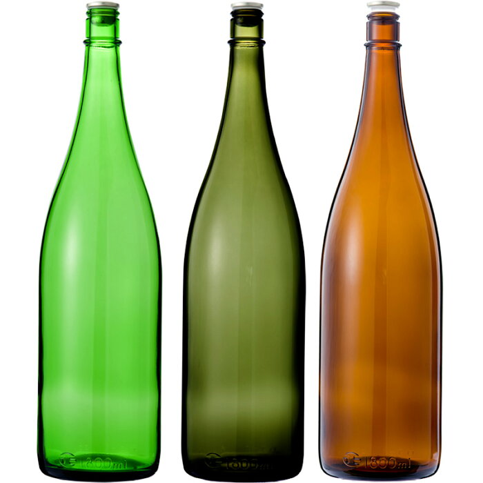 ガラス瓶 酒瓶 清酒1800-GLSET（一升瓶）グリーンセット 1800ml 3本組 sake bottle