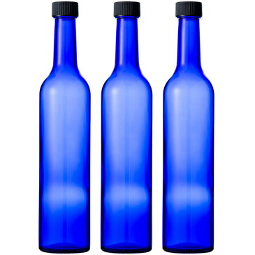 ブルーボトル 500ml（スリムワイン500 CBT) -3本セット- ガラス瓶 酒瓶 ワイン瓶 wine bottle