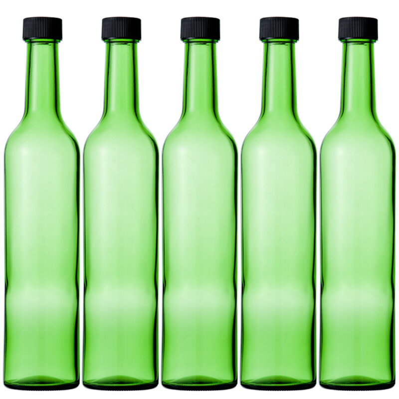 ガラス瓶 酒瓶 ワイン瓶 スリムワイン500 グリーン 500ml -5本セット- wine bottle
