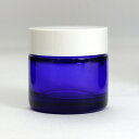 ガラス瓶 蓋付 クリーム瓶 化粧品 容器 30g 白CAP S-30白キャップ blue glass lotion jar