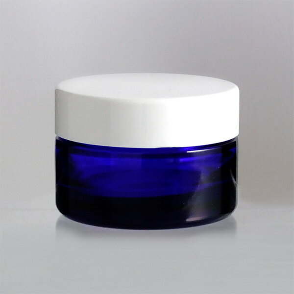 ガラス瓶 蓋付 クリーム瓶 化粧品 容器 H-30クリーム 30g用 blue glass lotion jar