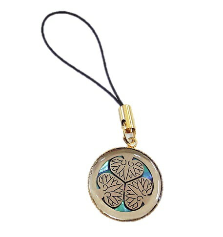 【2個までメール便 270円 対応商品】エッジング工房三浦パール(貝)家紋　ストラップ