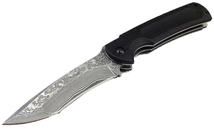 光(ヒカリ)肥後ハンターHK105DMダマスカス 黒G10 ライナーロック