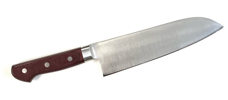 三徳包丁　170mm8Aステンレス鋼さんとくほうちょう赤合板ハンドル日本製【aka-1】