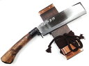 ◆難有り品◆松本正忠作腰鉈 片刃 巾広6寸 180mm樫塗り柄 青紙鋼割込木鞘付き【4-3-10018093】