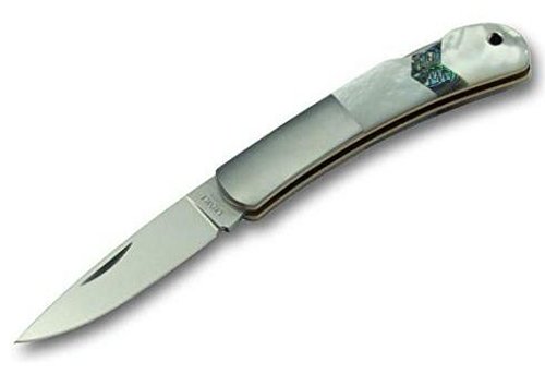 MOKI モキMK-101EGグローリー アローAUS-8 白パール・アバロンフォールディングナイフ