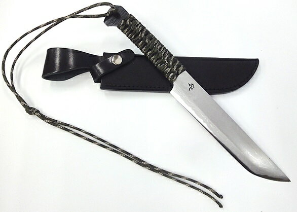 RED ORCA レッドオルカ剣鉈 190mm出雲 15層割込白入 本鍛造全長335mmカモフラパラコード巻シースナイフ皮シース【4-3-10017980】