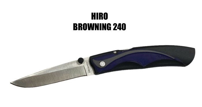 ◆難有り品◆HIRO ヒロBROWNING ブローニングホールディングナイフ　大ブルー 240ザイテル　ラバーインレイ