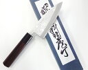 三本杉薄出刃 アジ切 120mm白紙2号積層鋼黒合板口 紫檀柄 栗型【9-A】