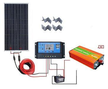 すぐに使える太陽光発電システム インバータ、高性能コントローラー、ソーラーパネル100W 非常時に AC電源蓄電システム、キャンプ、アウトドアにも