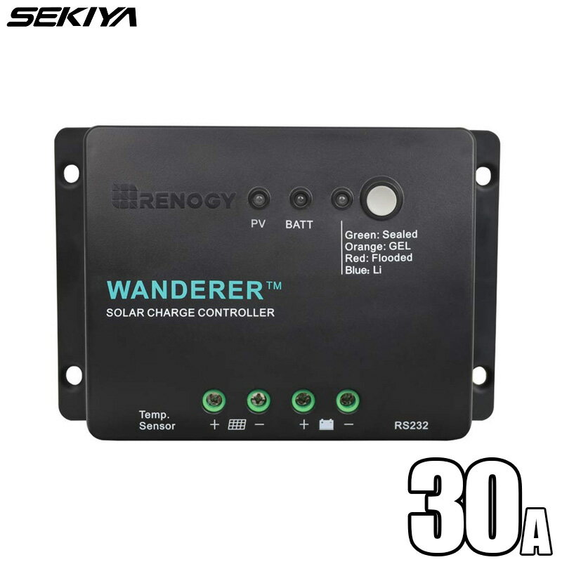 PWM ソーラー チャージコントローラー 30A 2V/24V兼用 WANDERER 4段階 バッテリー充電アルゴリズム アプリ接続化 太陽光発電 ソーラーパネル コントローラー サポート無料 SEKIYA