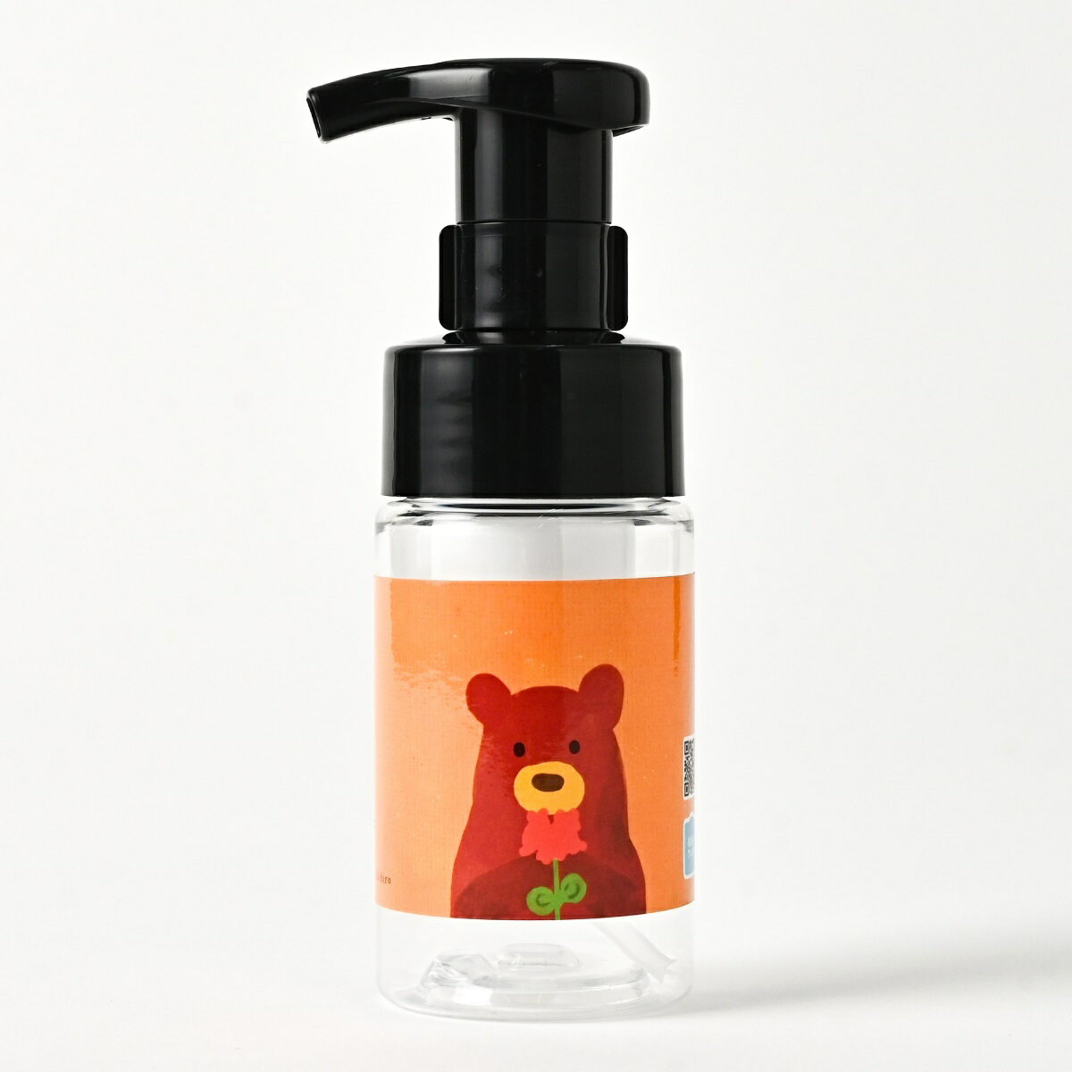 石けんワークス 詰め替え用 泡ボトル 100mL ミニタイプ (P)（ 透明 ）/「くまさんと赤いゼラニウム（花..