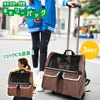 【楽天1位】 ペット キャリー バッグ キャスター付き ＜リュックや手提げバッグにもなる3WAY＞ 犬 猫 奥行30cm×横幅43cm×高さ46cm（最大106cm）