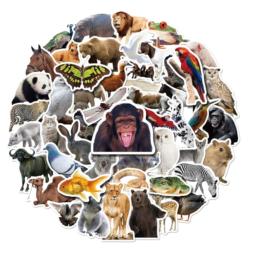 動物 ステッカー 50枚セット 可愛い イラスト シール 手帳 ノート スマホ パソコン スーツケース デコ..