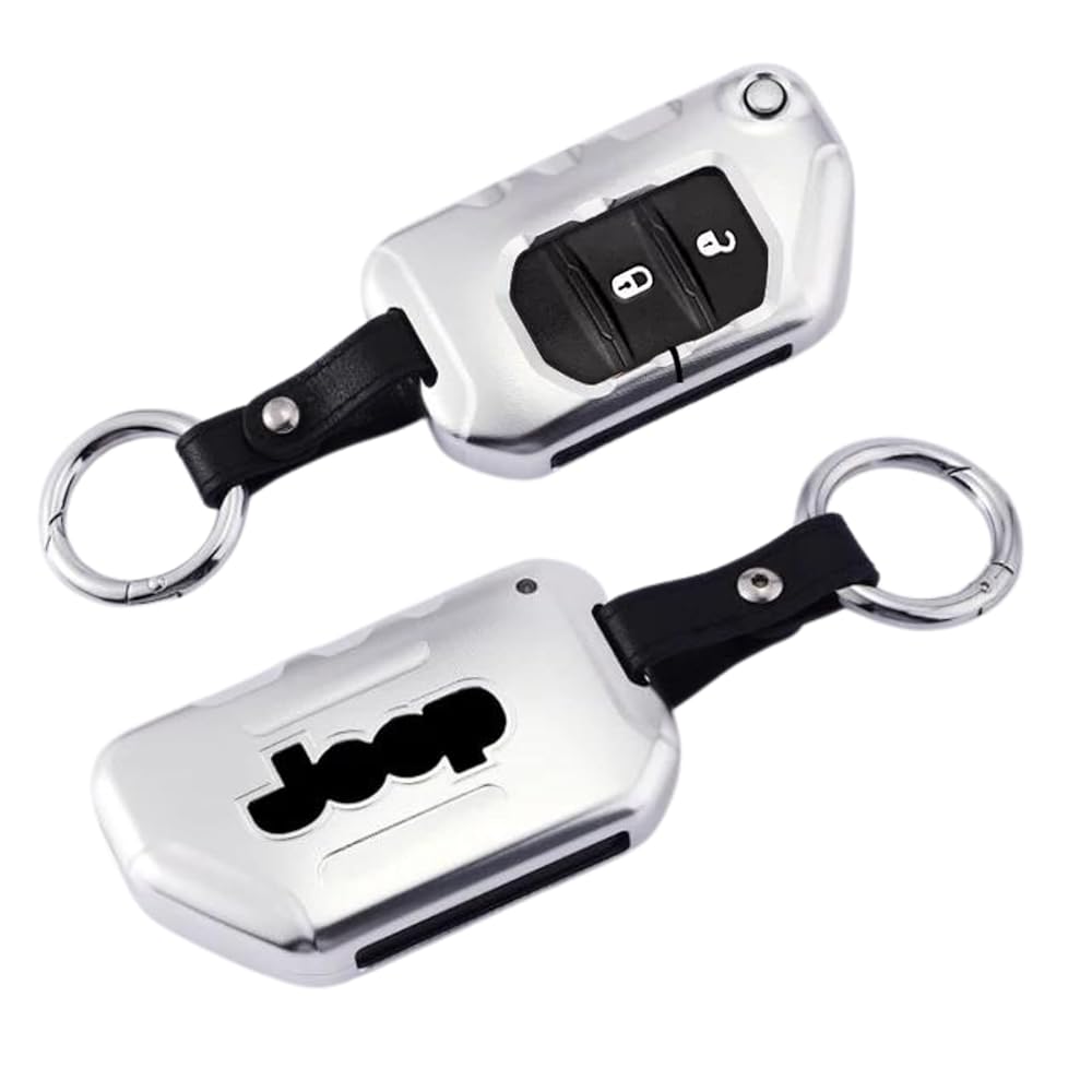 [SELECOCO] ラングラー JL アルミ キーケース キーカバー キーホルダー ジープ おしゃれ 傷 汚れ 防止 Jeep Wrangler (シルバー)
