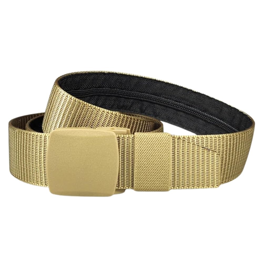 旅行や出張に最適! 薄型 隠しジッパー付き 旅行用マネーベルト セキュリティベルト (ベージュ)