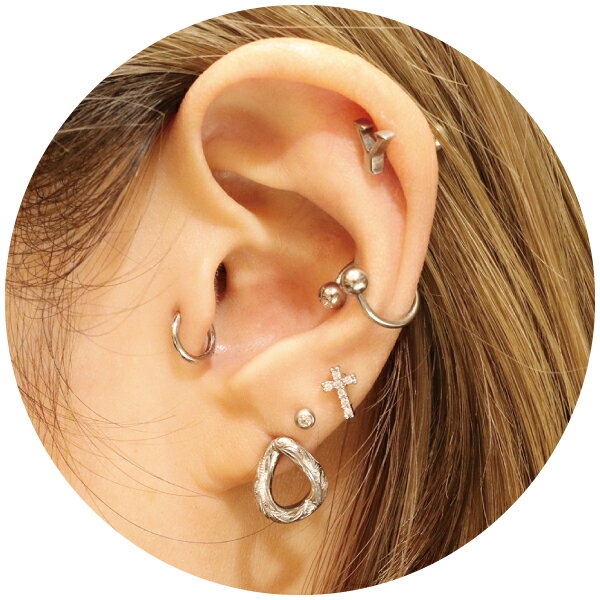 バーベル ステンレス サージカルステンレス 316L 合金 ボディピアス 16G 十字架 クロス シルバー ゴールド