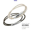 ペアブレスレット ブレスレット レザー 編み込み ステンレス サージカルステンレス 医療用ステンレス 金属アレルギー close to me 刻印 名入れ テデ...