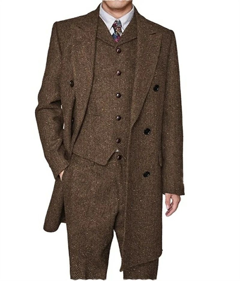 【新発売限定記念価格！】スーツセット メンズ スーツ カジュアル メンズスーツ 防寒 ヘリンボーン柄 スリーピーススーツ 秋冬 オシャレ ビジネススーツ 通勤 紳士服 二次会 結婚式 ベスト おしゃれスーツ プレゼント