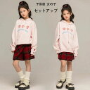 【新発売限定記念価格!】韓国子供服 女の子 セットアップ 春着 秋着 通学着 キュロット おしゃれ 誕生日 結婚式 発表会 お出かけ 記念日 撮影写真 パーティー ガールズ 長袖 ハート 刺繍 パーカー スカート ショーツ かわいい 120 キッズ ピンク パーカー チェック柄