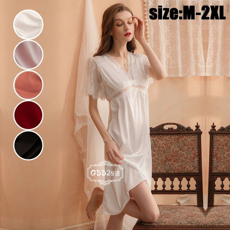 【3244円→実質2920円 8%COUPON+P2倍!11/27 01:59まで】ネグリジェ ワンピース ロング レディース パジャマ セクシー 大きいサイズ ナイトガウン 部屋着 ゆったり おしゃれ 可愛い 寝巻き ナイトウェア ブラック ワインレッド ピンクパープル ホワイト