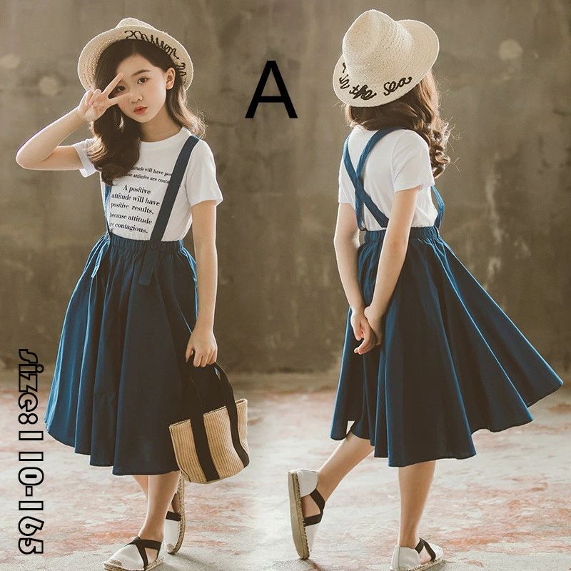 【9218円→実質8296円 8%COUPON+P2倍!11/27 01:59まで】韓国子供服 2点セット Tシャツ+サロペット カジュアル プリーツスカート プリント セットアップ ゆったり リゾート 女の子 キッズ こども 可愛い きれいめ //卒園式/入学式/パーティ ナチュラル 夏