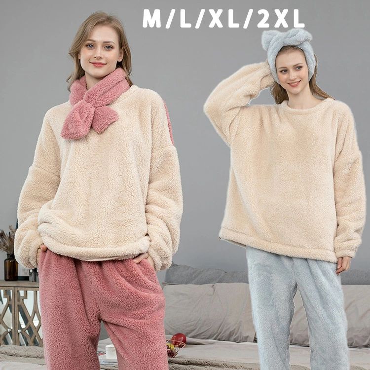 レディース パジャマ ルームウェア フランネル 厚手 可愛い 部屋着 秋冬 上下セット 長袖 もこもこ あったか