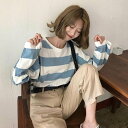 【限定価格→2,128円 7/29まで】Tシャツ レディース 長袖 ボーダー柄Tシャツ ゆったり カットソー 夏 女性 クルーネック 夏Tシャツ 丸首 長袖Tシャツ 長袖Tシャツ サマーTシャツ
