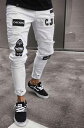 【最大P47倍~7/11まで】メンズ ストレッチ パンツ デニム ストレート 春夏 カジュアル スキニーデニム ダメージ加工 スキニー アンクル丈 ジーンズ