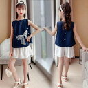 【新発売限定記念価格!】ノースリーブトップス+ショーツ セットアップ 夏服 お姫様 子供服 2点セット 姉妹 上下 学生 キッズ 蝶結び 上品 韓国 通学 上下セット 女の子
