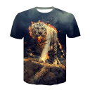 Tシャツ トップス S・5XL メンズ クルーネック レディース 格好良い 着痩せ 3Dデジタル印刷 半袖 Tシャツ