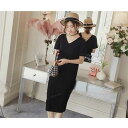 【限定価格→2,366円 7/29まで】ドレスバックレス背中開きワンピースレディースロングスカートVネック半袖無地体型カバーパーティーお洒落