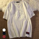 【限定価格→1,929円 7/29まで】tシャツ レディース 半袖 夏 カットソー ロンティー 凹凸印字柄 トップス 2025 ゆったり ラウンドネック