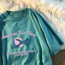 【限定価格→1,881円 7/29まで】プリント 半袖 可愛い カットソー Tシャツ オシャレ 体型カバー 送料無料 夏用 レディース 韓国風 女性